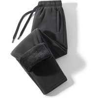 Men’s Heavyweight Fleece Sweatpants – Winter Plush Lined, Loose Fit, Drawstring Waist (Black/Gray/Khaki, S-5XL)