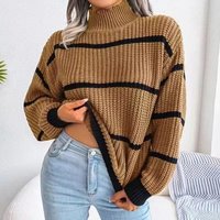 Soft & Breathable Semi Turtleneck Knit Sweater Relaxed Fit Long Sleeve Pullover Versatile Casual & Office Wear