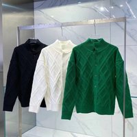 Clothing Autumn Winter Niche High End Diamond Check Knitted Jacket Lazy Style Cardigan Sweater