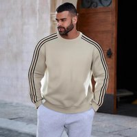 Casual Sweatshirt Relaxed Fit Crewneck Pullover Mini Check Pattern Soft Cotton Blend Thickened Spring Fall