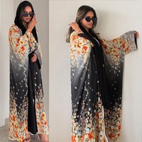 MQ203 Muslim Conservative Printed Abaya Casual Women's Clothing Batwing Sleeve Cardigan Robe Kaftans