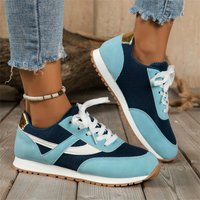 European and American large size casual shoes for women 2024 autumn new round toe lace up color mesh sports style women's shoes in stock
