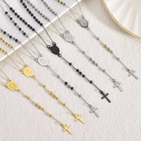 Pendant Necklaces Elegant Retro Personalized Popular Clavicle Chain Stainless Steel Niche Design Virgin Cross Necklace For Women