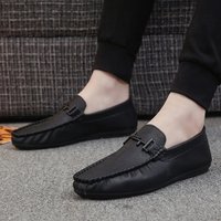 New men's bean shoes striped soft leather light lazy shoes cover feet fashion casual shoes all fashion men's single shoes
