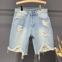 Clothing Light Colored Ripped Denim Shorts Summer Thin Loose Casual Mid Length Five Point Trendy Versatile Retro Pants