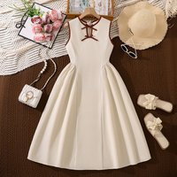 Sleeveless Patchwork Waist Dress Spring Summer Style Clothing Style Fashion