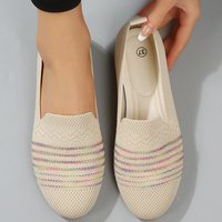 Casual Shoes trade flying woven flat shoes cross border shallow mouth slip on lazy work shoes shoes