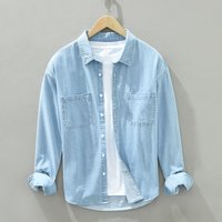 Men's Clothing Cotton Men's Denim Shirt Jacket Long Sleeve Trendy Men's Work Shirt Loose Japanese Casual Shirt
