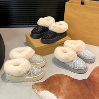 SHLIANG Thick Bottom Warm Snow Boots Winter Thickened Warm Sequin Cotton Shoes Comfortable Outdoor Casual Fur Shoes X0056