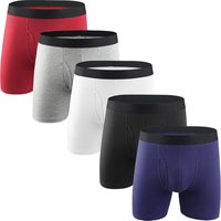 European American underwear pure cotton boxer briefs extended opening style sports solid cross border supply