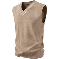 Slim Fit V Neck Sweater Vest Solid Knit Sleeveless Pullover Casual Layering Vests & Waistcoats