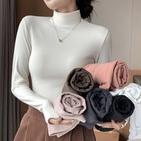 Slim Fit Wide-Stripe Mock Neck Top – Versatile Long Sleeve Stretch Tee For Layering (M-XXL, Polyester-Spandex Blend, Work-to-Weekend)