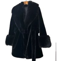 Clothing fur collar long slim coat environmentally friendly plush coat high end fashion version