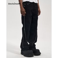 Double Open Large Zipper Jeans Casual Loose VIBE Style Mopping Jeans Hip Hop Baggy Jeans Denim