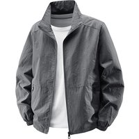 New 2026 Men's Stand Collar Jacket Spring Autumn Thin Casual Fashionable Waterproof Trendy Clothing