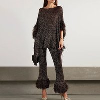 Summer Fashion Heavy Industry Sequin Tassel Temperament Pants Suit