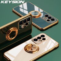 KEYSION Plating Case Samsung A72 A52 A73 A53 A33 A54 A34 A14 Ring Phone Cover Galaxy S22 S23 Ultra S21 FE S20+ Note 20