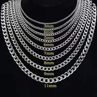 Titanium Steel Cuban Chain Hip Hop Stainless Steel NK Thick Chain Necklace Fashion Male And Female Hiphop Accessories Plain Chain No Pendant