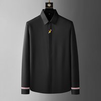 Clothing Long Sleeved Shirt Simple 10 000 Needle Embroidery Shirt Slim Fitting Free Iron Shirt One Piece Delivery