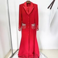 Clothing Star Fashion Heavy Beaded Diamond Suit Collar Dress Dress Fishtail Long Skirt