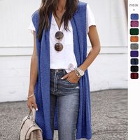 Aria Basics 2023 Europea Ad America Cross-Border Amazo New Style Cardiga Fashio Tred Mid-Legth Sleeveless Vest For