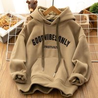 Women's Clothing 100% Non Pilling Autumn And Winter Women's Plush And Thickened Sweatshirt New All Match Hooded Top