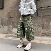 Clothing Washed Damaged Old Camouflage Shorts Summer High Street Fashion Brand Handsome Seven Point Overalls