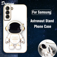 Luxury Astronaut Plating Case Samsung Galaxy S22 Ultra S21 S20 FE S10 Plus Note 20 10 A32 A52 A52S A72 Silicone Stan