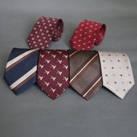 8CM Formal Fashion Dark Brown Tie Groom Groomsman Suit Dress Floral Striped Necktie