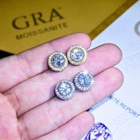 Classic Round 2 Carat Mozzarella Stud Earrings Full Diamond Bag Luxury Fashion Earrings