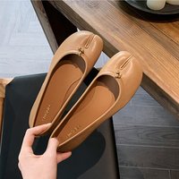 Mirror Toe Split Flat Shoes Genuine Leather Round Toe Slip Ons Casual & Dressy Outfits 