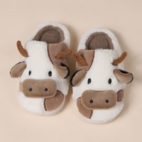 Voghion Cute Cartoon Cow Fluffy Slippers