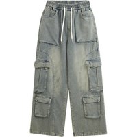 Clothing Hiphop Street Dance Design Straight Jeans Trendy Loose Trousers