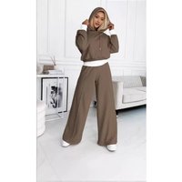 Trendy Patchwork Hoodie & Joggers Set Fall Winter Casual Two Piece Outfit Streetwear Style Comfort Loungewear