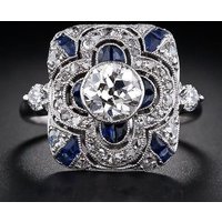 Sanjie Sapphire European American Boutique Engagement Ring White Gold Plated High end Jewelry Holiday Gift