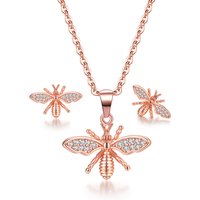 Women’s Jewelry Set Fashion Fashion Bee Necklace Earrings Jewelry Set Inlaid with Zircon Rose Gold Plated
