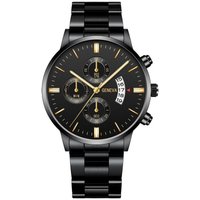 Big Sale Explosive Three-eye Men's Steel Belt Watch Business Leisure Calendar Quartz Watch Men's Spot