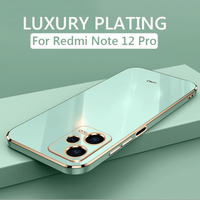 Luxury Square Plating Phone Case On For Xiaomi Redmi Note 12 Pro Plus Note12 Pro Plus+ 5G ShockProof Soft Silicone Back Cover