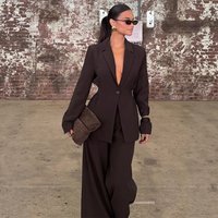 Women’s Tailored Notch Lapel Blazer & Trousers Set – Single-Button Office Elegance (S-L, Classic Solid Colors)