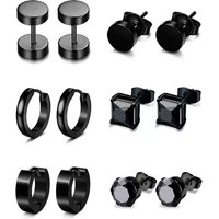 Round Disc Barbell Earrings Set Stainless Steel Ear Studs Clip On Earrings