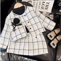 Clothing Autumn Fashion Temperament Coat Short Skirt Small Fragrance Style Round Neck Plaid Skirt Suit