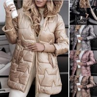 Clothing Autumn Winter Hooded Cotton Padded Coat Style Mid Length Cotton Coat Three Zipper Foreign Trade Clothing