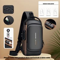 Oxford Fabric Sling Backpack USB Charging Port Adjustable Strap Casual Outdoor Crossbody Bag Hiking Travel