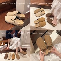 2025 New Women's Autumn Winter British Thick Sole Shoes Casual Half Internet Celebrity Versatile Deer Antler