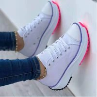 low top single shoes thick soled canvas shoes front lace up platform sole large shoes stock