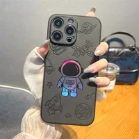 Laser Astronaut Leather Case IPhone 15 14 13 12 Pro Max Plus 11 15Pro 14Pro IPones i15 i14 Promax Soft Bumper Cover