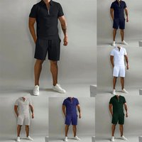 Lapel Solid Casual Suit Stand Up Collar Zipper Sports Thin Sweatpants Two Piece Suit