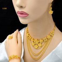Jewelry set Earrings Ring bracelet Long necklace Flower pendant chain jewelry