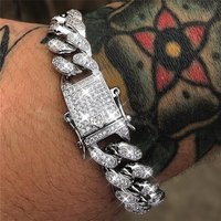 Minimalist Fashion Full Diamond Cuban INS Style Hip-Hop Geometric Punk Trendy Brand Bracelet