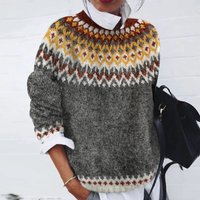 Clothing pattern printing round neck soft feel sweater casual jacket knitted sweater sweater fashion